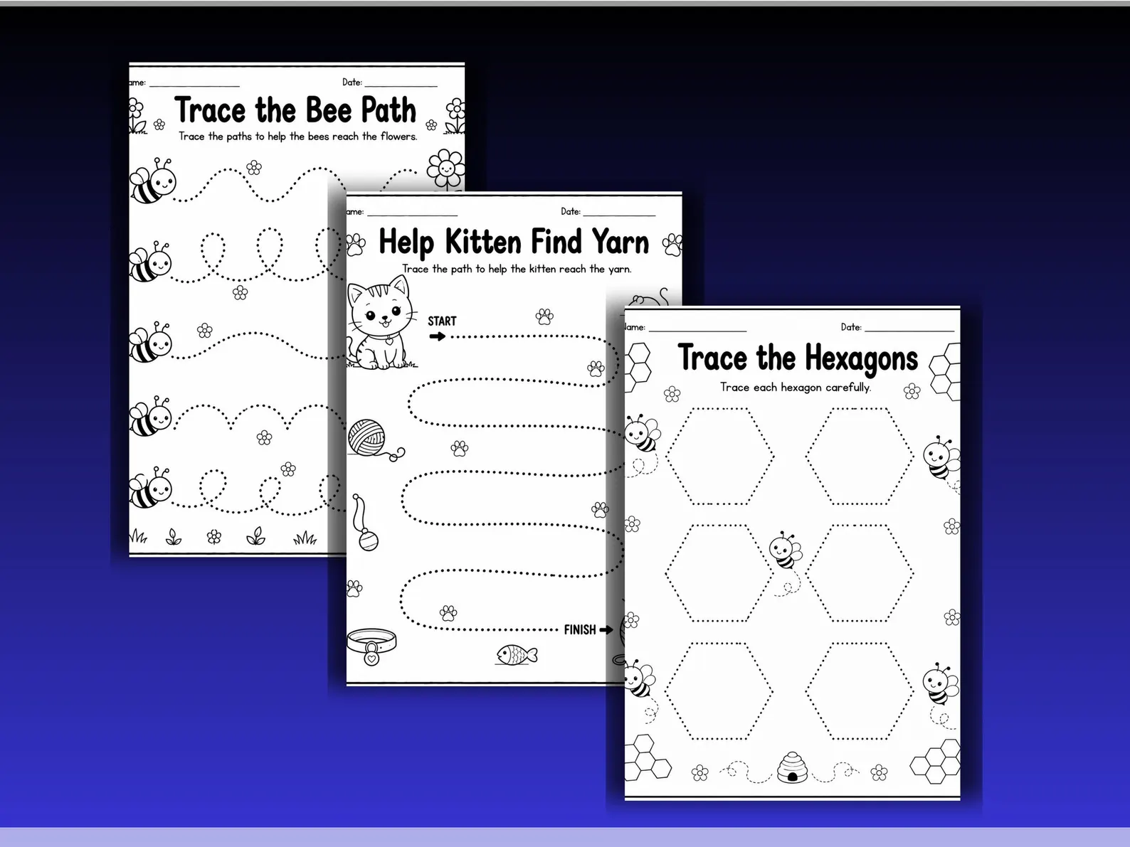 CuteLearner printable Tracing Lines Worksheets Bundle, Preschool Printable PDF, Kindergarten Curriculum Learning, Pre Handwriting, Digital Download — Tracing Wo — preview 2